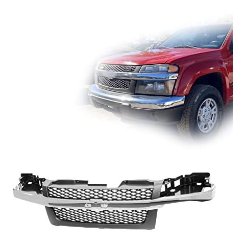 Titanium Plus Autoparts Front Grille Grill Dark Gray Compatible With 2004-2012 CHEVROLET Chevy Colorado Replace For GM1200518 Cover