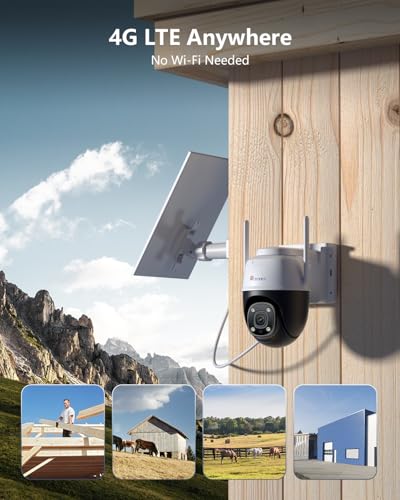 Ctronics 4G &Uuml;berwachungskamera Aussen Solar, AOV 24/7, Auto Tracking, 30 m PIR-Erkennung, 14400mAh Akku, 8W Solarpanel, PC/App, Metal, 2K 3MP 30m Farbige Nachtsicht, Cloud/128GB SD, IP66