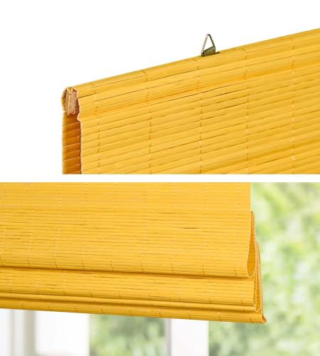 Victoria M. Bambus Raffrollo Sonnenschutz Sichtschutz Rollo Seitenzugrollo, für Fenster und Türen, Blickdicht, 110 x 220 cm, Bambus – Ansicht 2
