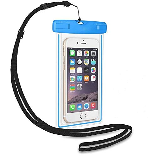 Image of LEAFED Waterproof Mobile Pouch, Underwater Dry Bag Compatible to All Smart Phone Screen Size Upto 6 Inchs Blue