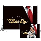 Leowefowa Chic Happy Father's Day Backdrop 7x5ft Vinyl Black Suit White Shirt Red Tie Low-Key Photography Background Father's Day Party Banner Photo Booth Greeting Card