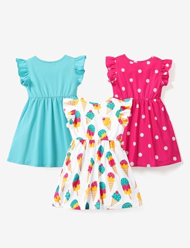 PATPAT Conjunto de vestidos de manga curta sem mangas para meninas com 2/3 conjunto de vestidos infa