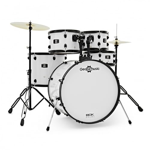 BDK22 Full Acoustic Drum Kit Rock Size with Cymbals & Hardware White