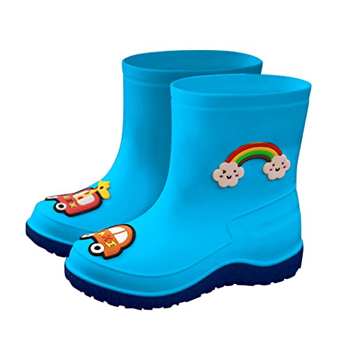EnJoCho Toddler Rain Boots Kids Baby Boys Girls Rainbow Rubber Waterproof Round Toe Ankle Short Rain Shoes Slip On Shoes 3-10T3
