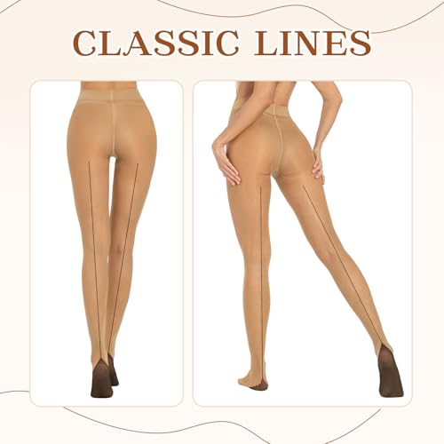 MANZI Sheer Backseam Tights Seamed Nylon Pantyhose for Women 20 Denier