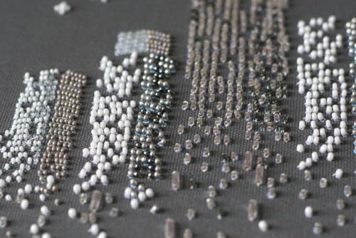 Image of Wizardi Bead Embroidery Kit - The Glitter of The Night Lights. Colorful Beads, Beading Needles. DIY Kit. Embroidery for Beginners. Home Decor. AB-755 Abris Art
