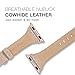 SWEES Genuine Leather Band Compatible for Apple Watch 41mm 38mm 40mm, Shiny Glitter Matte Thin Leather Strap Compatible with iWatch Series 7 6 5 4 3 2 1 SE Sport Edition Women, Glistening Champagne