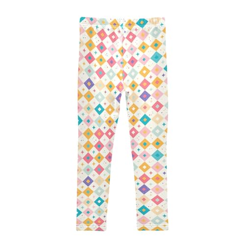 KLL Watercolor Plaid Multicolor Toddler Girls' Cotton Pants Fashion Full Length Activewear Exercise2