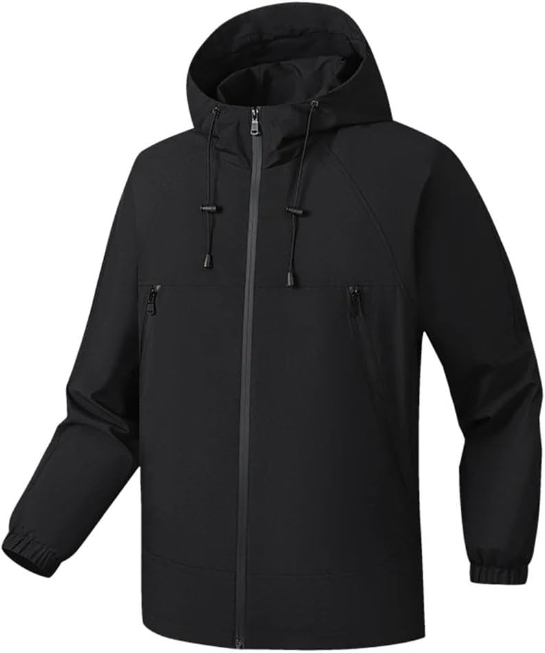 Men's Autumn Casual Slant Pocket Zipper Windbreaker Couple Outdoor Mountain Climbing Camping Lightweight Jacket