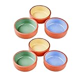 Handmade Cooking Clay Bowls Set of 6, Glazed Clay Pot for Cooking, Colorful Terracotta Pudding...