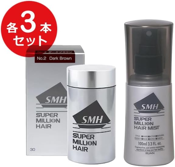 スーパーミリオンヘアー 30g ＆ミスト100mL 各 3 個のセット (ダーク