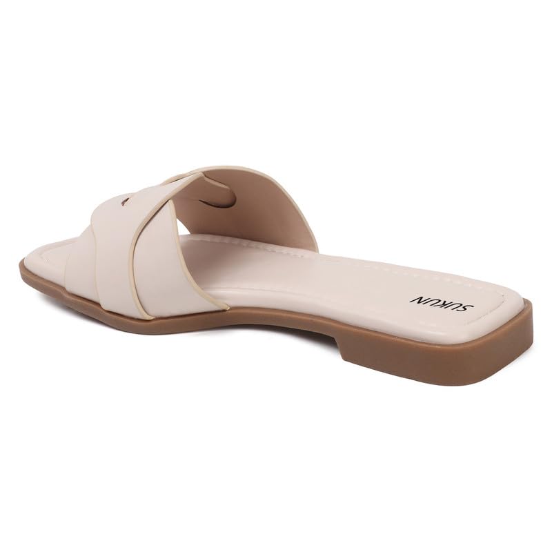 Image of Sukun womens Sukun Asf 101 Women's Flat Sandals Comfortable Cushioned Footbed Flat Sandal