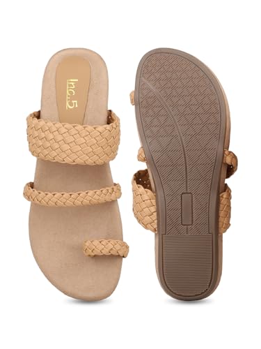 Image of Inc.5 Womens Beige Casual Solid Round Toe Sandals