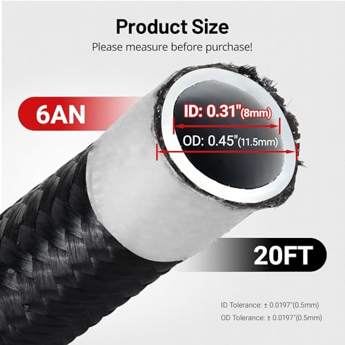EVIL ENERGY 6AN PTFE Fuel Line Kit, E85 Nylon Braided Fuel Hose kit 20FT Black by EVIL ENERGY - Image 3