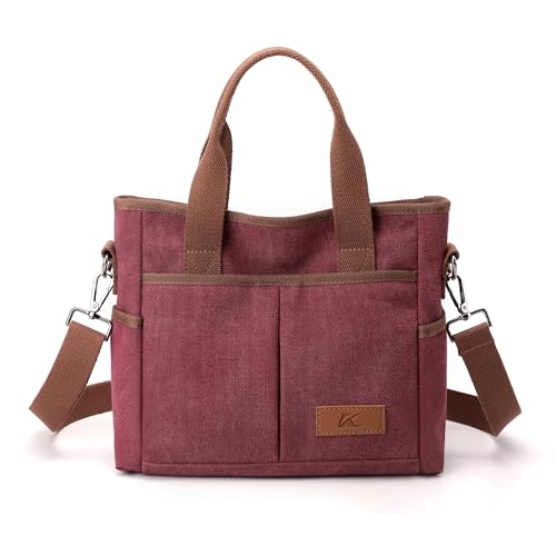 Image of Crossbody Bags for Women Trendy Small Canvas Hobo Tote Top-handle Handbag Multi-pocket Casual Going Out Purse Satchel