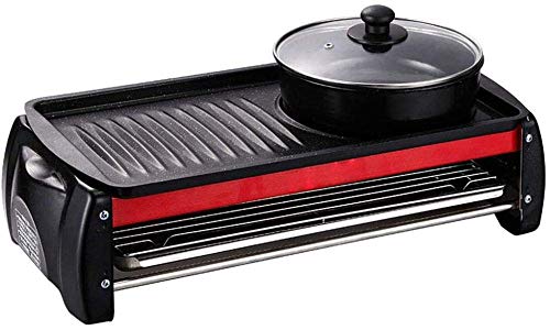 3 in 1 Grill Elektrogrill, Elektrogrill Grill Hot Pot Chafing Dish, Haushalt Multifunktionale Antihaft-Pfanne Elektroherd