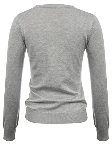 Grace Karin Women's Casual Long Sleeve Knit Cardigan Sweaters Classic Button Down Open Front Solid Cardigan Tops Large Gray #TOP2
