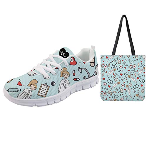 UOIMAG Zapatos de Enfermera para Mujer con Bolsa de Lona, Zapatillas Deportivas de Regalo, Juego de Bolsa de Compras Reutilizable UOIMAG Zapatos de Enfermera para Mujer con Bolsa de Lona, Zapatillas Deportivas de Regalo, Juego de Bolsa de Compras Reutilizable