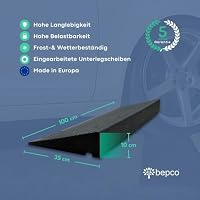 bepco Premium Schwellenrampe - Auffahrrampe aus recycltem Gummi, mit eingelagerten Unterlegscheiben für Terassen, Türschwellen, Bordsteinkanten, Treppen (ohne Befestigung, 100 x 35 x 10 cm) – Ansicht 6