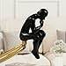 Heakrit Thinker Statue with Crystal Ball, Modern Home Sculptures Black and Gold Living Room Decor， Home Office Bookshelf Desktop Display Decoration