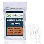 Yuhman 120 Pack Curtain Hooks Plastic White – 2.8cm x 1.2cm Premium & Heavy Duty Drapery Hooks - Ideal for Windows, Doors & Shower Curtains - Fits All Types of Curtains
