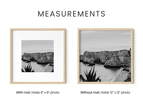HAUS AND HUES Beige Oak Wood 12x12 Picture Frames - Set of 9, Square Frames with Mat, Contemporary Frames for Wall Display (12x12 in, Beige, Set of 9) by HAUS AND HUES - Image 4