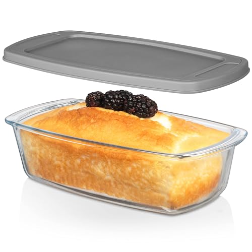 Razab LARGE 7.6 Cups/1800 ML/1.9 Qt Glass Loaf Pan with Lids - Meatloaf Pan BPA...