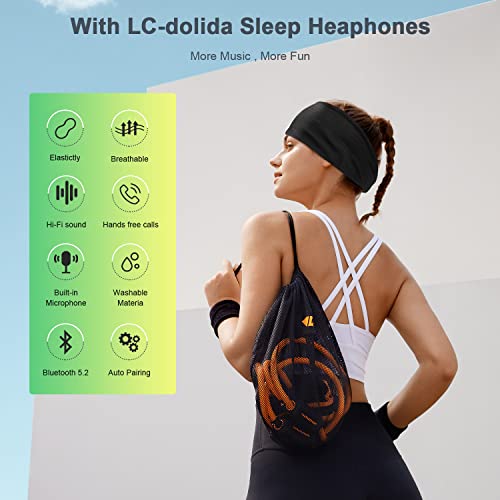 Image of LC-dolida Sleep Headphones Headband Bluetooth 5.4, Headband Earphones Wireless with USB C Charge Port, Sleep Mask for Sleeping, Sports, Gifts, Workout, Jogging, Yoga, Insomnia, Air Travel, Meditation