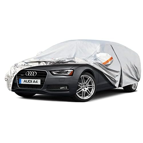 Kayme 6 Layers Car Cover Custom Fit Audi A4 Sedan (2011-2023) Waterproof All Weather for Automobiles, Full Exterior Covers Sun Rain Protection UV Prot