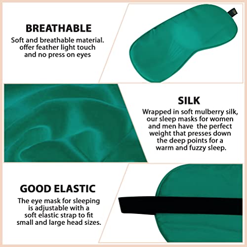 Image of Natural Mulberry Silk Eye Mask | Ultra Smooth Adjustable Sleep Mask and Blindfold for Sleeping, Travelling, Relaxation, Meditation | Light-Blocking Eye Cover (Green) with Free Ice Roller