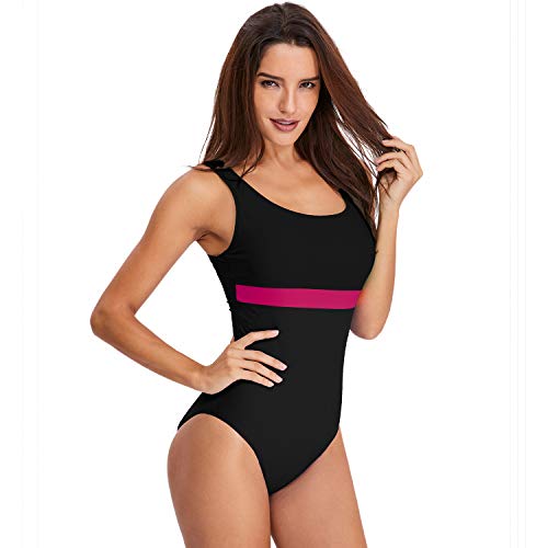 UbdehL maiô feminino listrado sexy tomara que caia roupa de banho praia, Preto, M