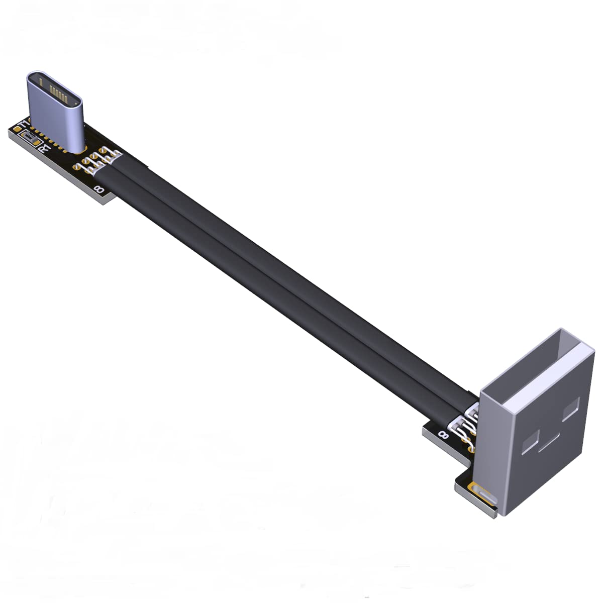 USB 2.0 Type-A Male to Type-C Male Flat Cable (10cm, S2C-T1G)