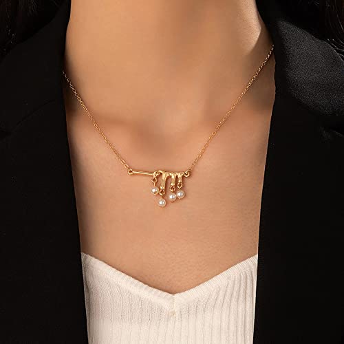 Rectangle Necklace Pendant Pearl Pendant Single Layer Necklace For Women Pendant Women's Necklaces (A-Gold, One Size) #TOP2