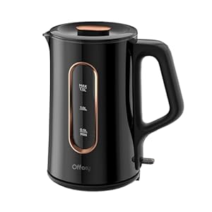 OFFACY Electric Kettle, Double Wall Glass Inner, Hot Water Boiler Heater Pot, 1.5-Liter, 1200 Watts for Fast Boiling, 53oz BPA Free, Glossy Black