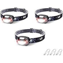 Lepro LED Headlamp Rechargeable 3 Packs - Super Bright Head Lamp with 5 Modes for Camping & Hiking Gear Essentials, IPX4 Waterproof Headlight Flashlight with Red Light, USB Cable Included