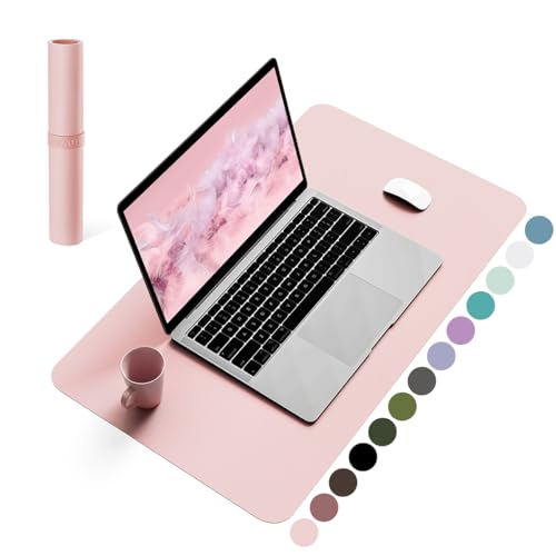YSAGi Non-Slip Leather Desk Pad, Waterproof Laptop Computer Desk Keyboard Mat, Table Protector Blotter Mat, Large Mouse Pad for Office/Work/Home/Decor(Pink, 23.6" x 13.7") Pink 23.6" x 13.7"