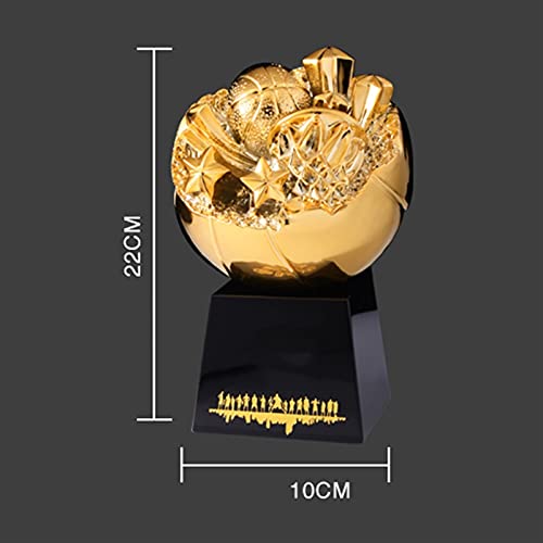 Basketbalspel, NBA-kampioenschap trofee, aangepaste gravure prijzen, creatieve slam dunk mvp souvenir, 1: 1 model (Color : Gold, Size : 22 * 10 * 10cm) - Image 8
