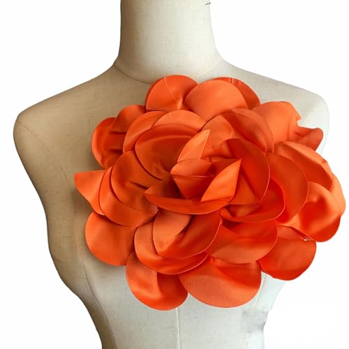 Image of Heyiwell Large Satin Fabric flower for Brooch Pin Wedding Party Dance Dress Suit Clothes Head Hair Accessories DIY Decor 9.45 inchInch