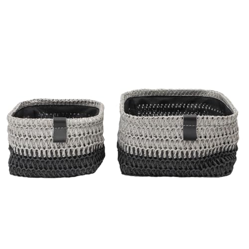 Panier de rangement Kenzi JVL lot de 2 bacs carrés gris clair