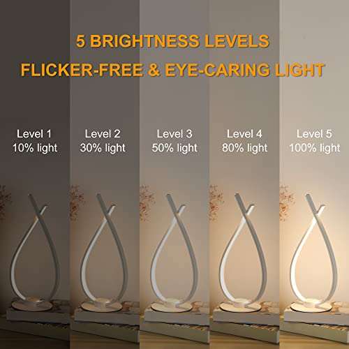 Linnmon Led Spiral Table Lamp, Modern Desk Lamp With Touch Dimmer, 5 Level Brightness Nightstand Lamps, 3 Color Modes Bedside Lamps For Living Room, Bedroom, Office, Classroom And College Dorm #TOP1