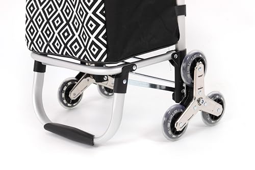 44Liter Aluminium Einkaufstrolley Treppensteiger mit Kühlfach, Klappbar Shopping Trolley mit Treppenläufer, Einkaufswagen Faltbar, Einkaufstasche mit 6 Rädern, Einkaufskorb mit Rollen - Schwarze – Bild 8