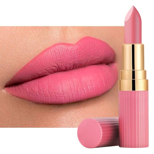 LYNTYAOU Light Pink Matte Longlasting Lipstick, Velvet Finish, Waterproof, Plumping, Full Coverage, Women's Lipstick