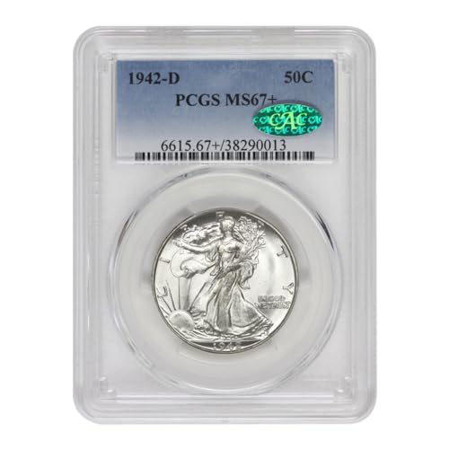 1942 D American Silver Walking Liberty Half Dollar MS-67+ $0.50 PCGS/CAC MS67+