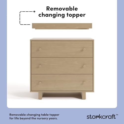 Image of Storkcraft Texas 3 Drawer Chest with Changing Table Topper, Driftwood