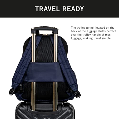 Kenneth Cole Reaction Women's Sophie Backpack Silky Nylon 15" Laptop & Tablet Rfid Bookbag For School, Work, & Travel, Navy, One Size #TOP2