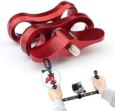 BGNing 1inch Diving Lights Ball Butterfly Clip Underwater Tripod Clamp 2 Mount Hole Clamp Adapter for Underwater Diving Light Arm System (Red)