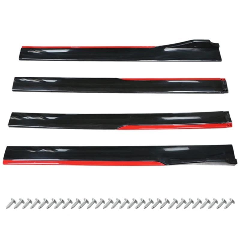 Faldones laterales para coche universales de 2 metros en rojo y negro kit de 4 piezas 4
