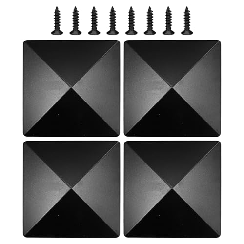 Tappi Per Colonne In 4 Pezzi Con 8 Viti, Tappi Per Colonne Di Recinzione Quadrati Per Esterni, Adatti Per Proteggere I Pali Di Recinzione In Legno E Migliorare L'Estetica Della Recinzione.