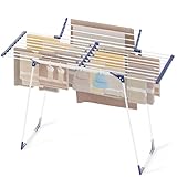KINGBOARD Wäscheständer klappbar ausziehbar, Flügelwäscheständer 57 x 162 x 86 cm, Stabiler Standtrockner mit rutschfesten Füßen für Innen und Außen, Weiß