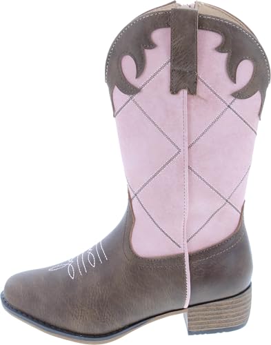 Ebony-4 Girl's Kids Western Embroidered Mid Calf Cowgirl Block Heel Boots2
